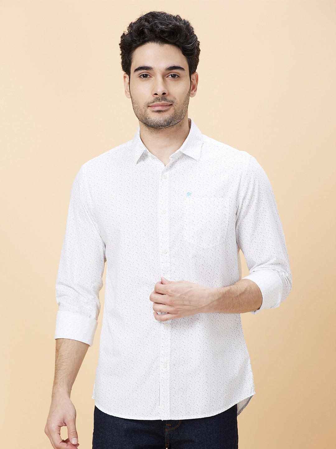 Being Human Micro Ditsy Printed Cotton Slim Fit Casual Shirt