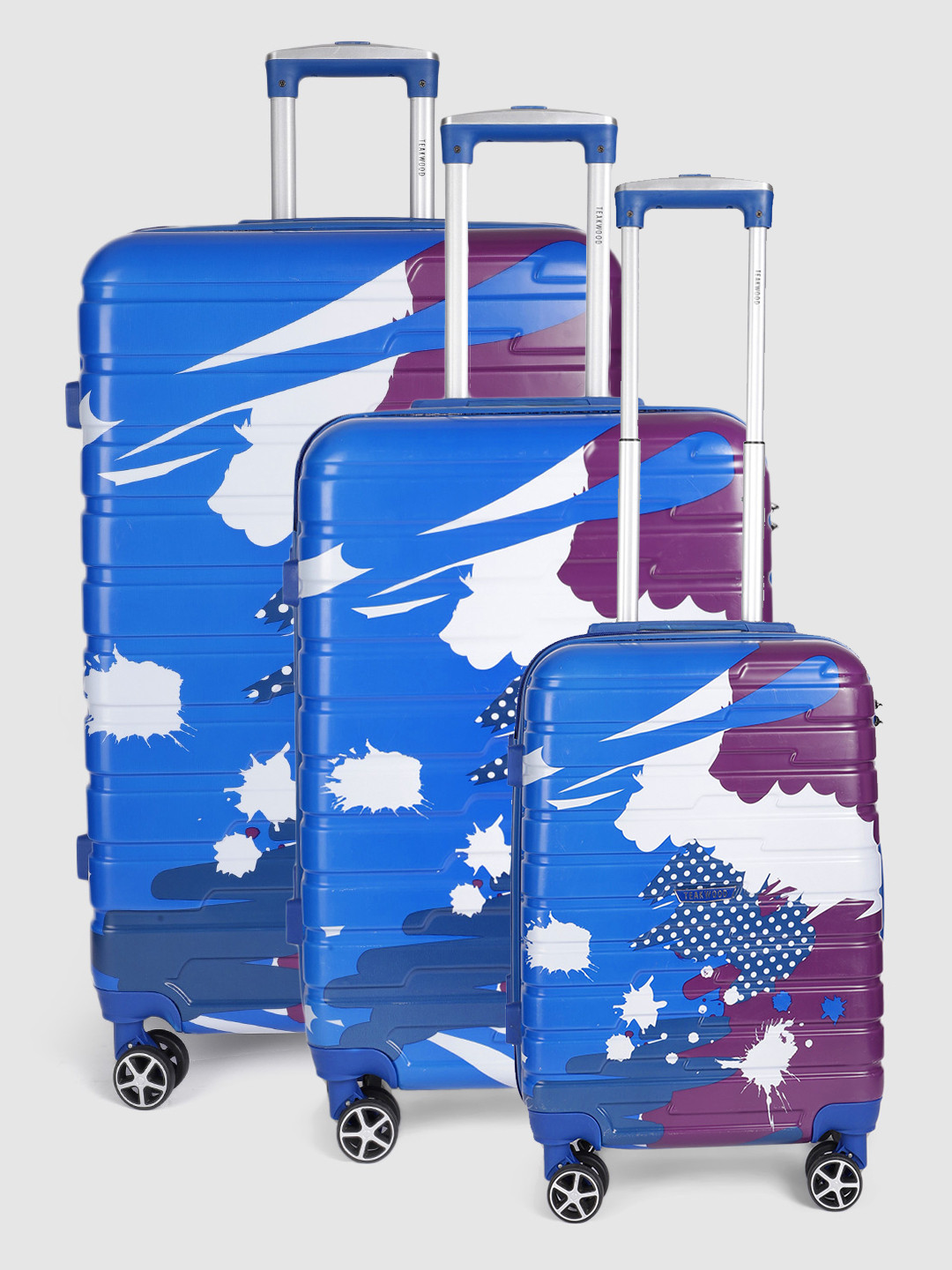 Teakwood Leathers Set of 3 Cracker Print 360 Degree Rotation Hard Trolley Bags 182.3L
