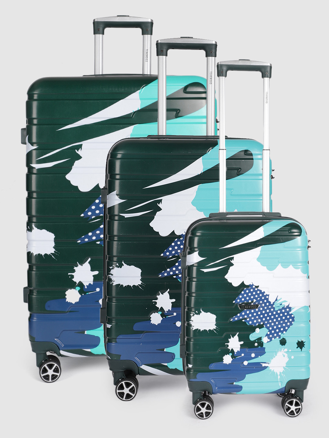 Teakwood Leathers Set of 3 Cracker Print 360 Degree Rotation Hard Trolley Bags 182.3L