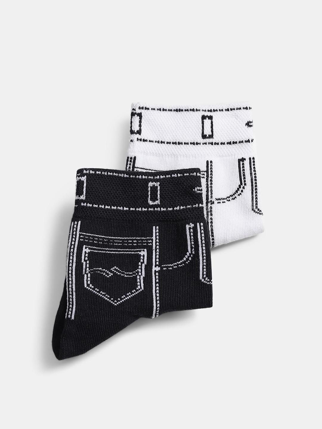 Jack & Jones Men Pack Of 2 Patterned Mid Length Socks
