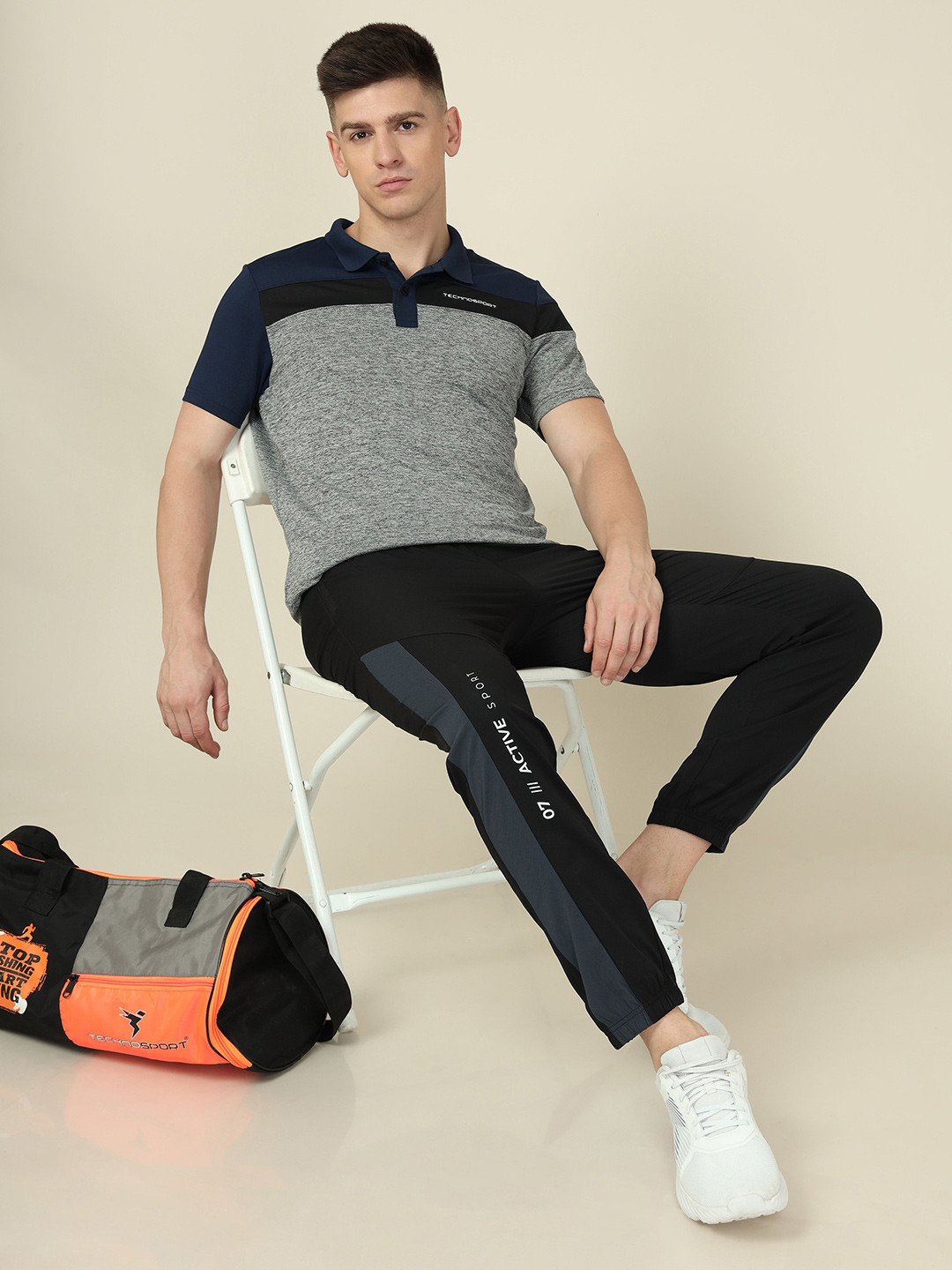 Technosport SS'24 Colourblocked Polo Collar Short Sleeves Double Cool Slim Fit T-shirt