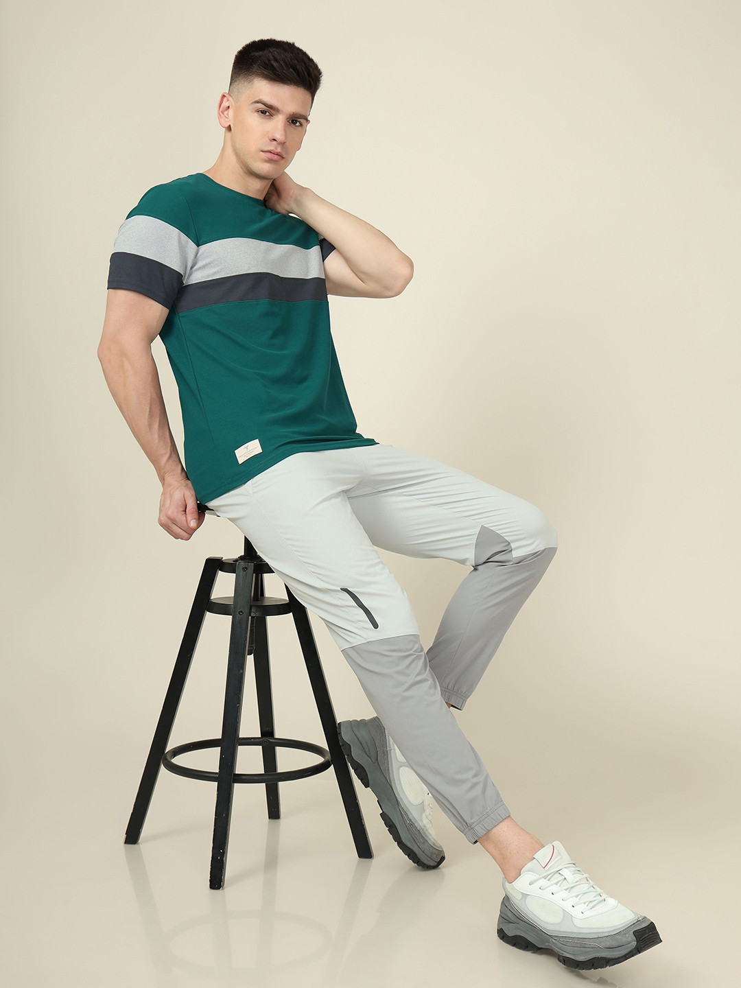 Technosport SS'24 Colourblocked Round Neck Short Sleeves MATPIQ Slim Fit T-shirt
