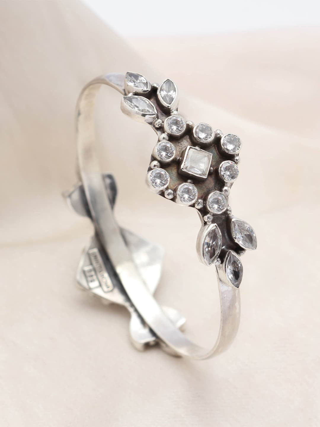 Unniyarcha 92.5 Oxidized Silver Gold-Plated Bangle
