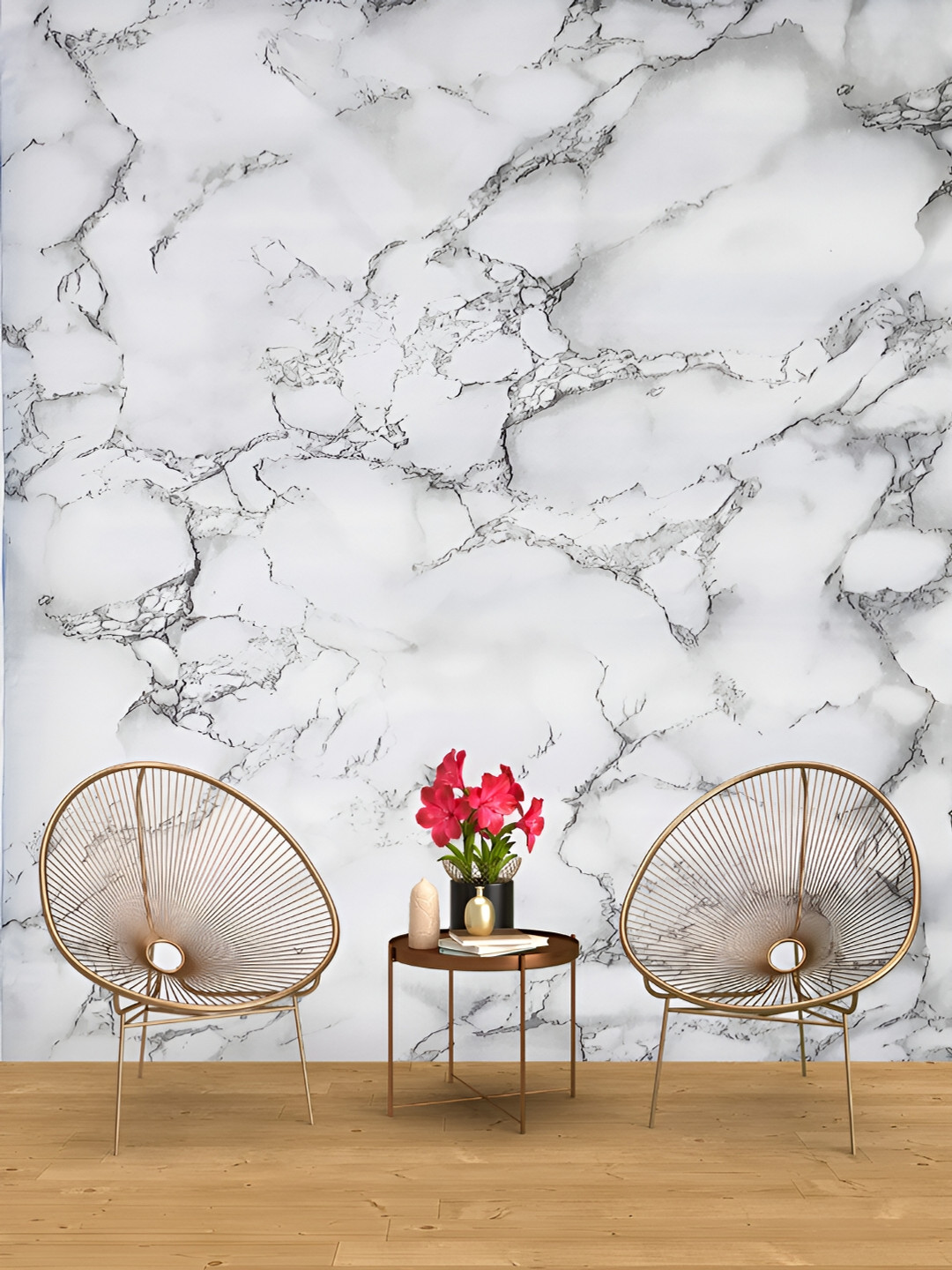 Asian royal Grey Printed Self Adhesive Wall Sticker