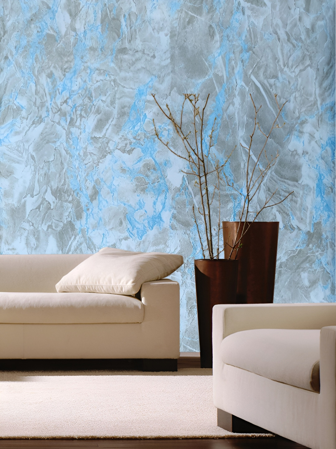 Asian royal Blue & Grey Printed Self Adhesive Wall Sticker