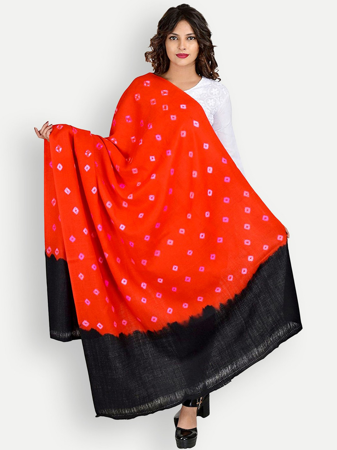 BAISA Unisex Bandhani Printed Wool Shawl