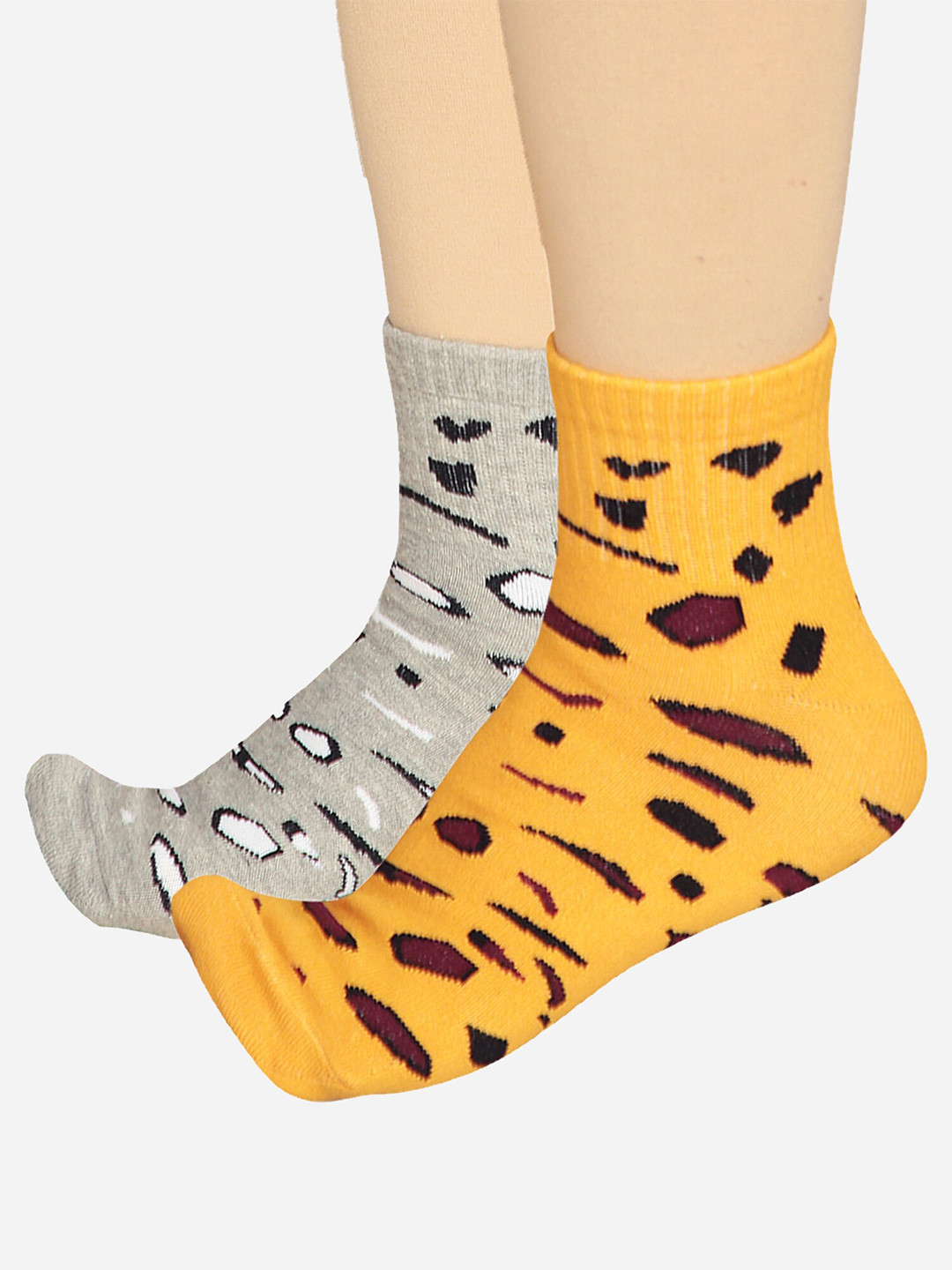 Bodycare Women Pack Of 2 Patterned Odour-Free Mid Calf-Length Socks