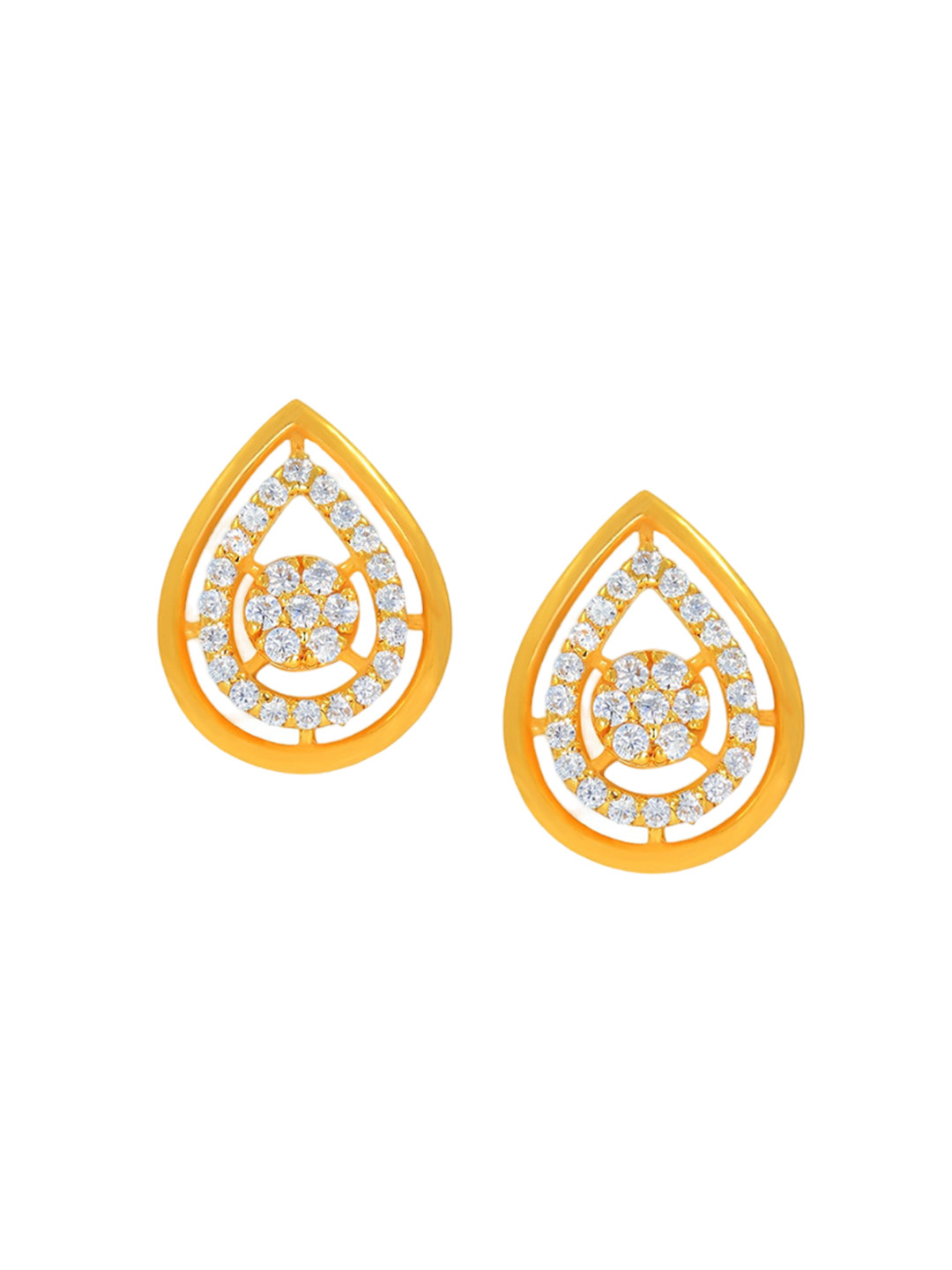 BHIMA 22K BIS Hallmark (916) Yellow Gold Drip & Dazzle Stud Earrings