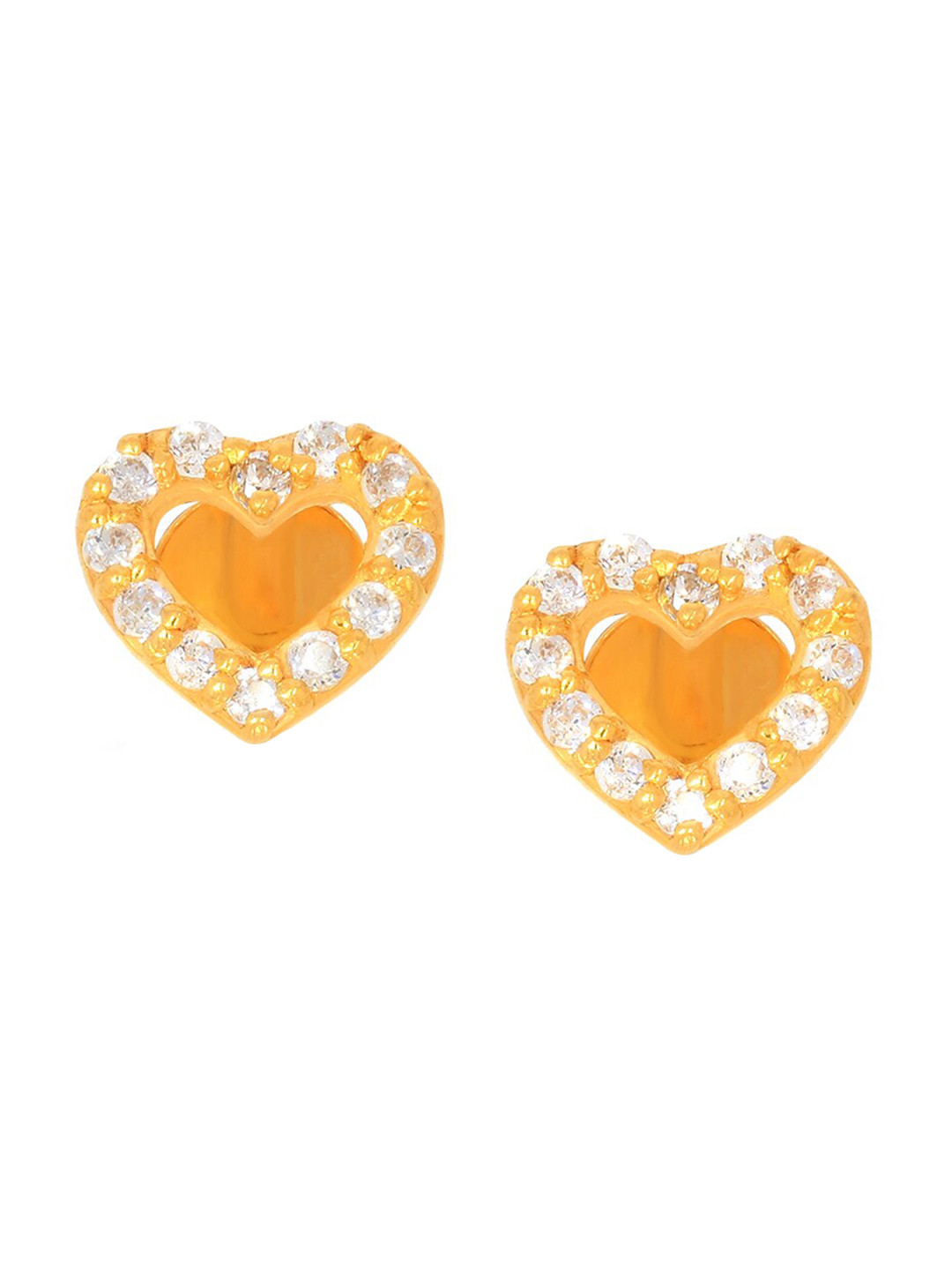 BHIMA 22K BIS Hallmark (916) Yellow Gold Adorned Heart Stud Earrings