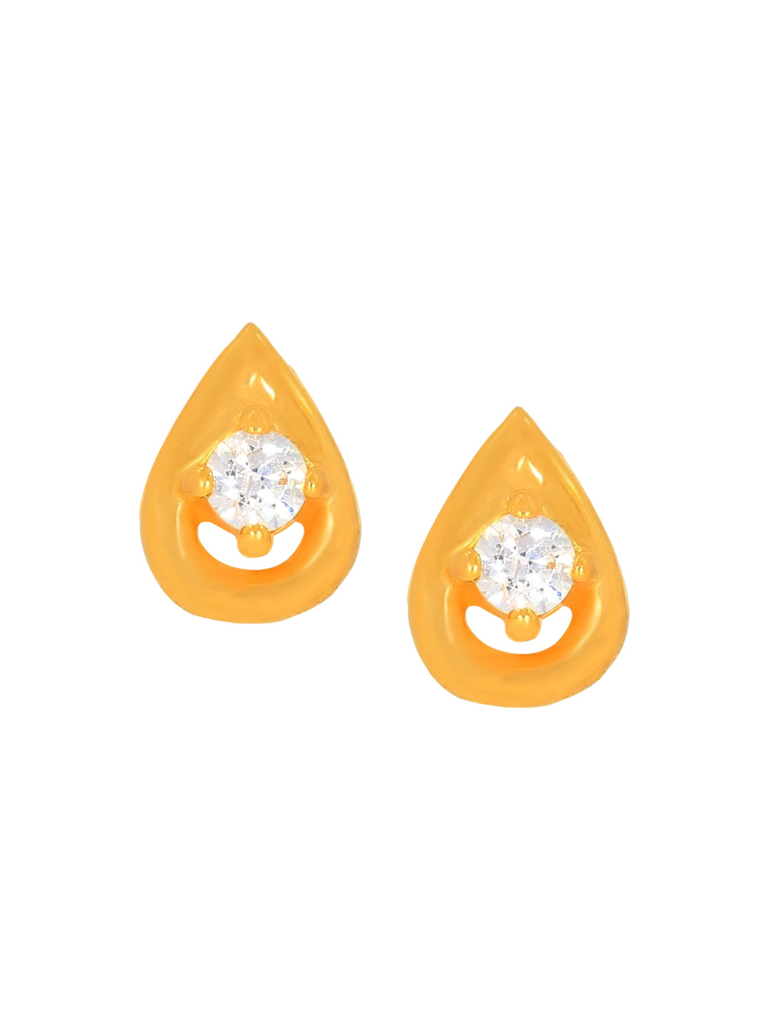 BHIMA 22K BIS Hallmark (916) Yellow Gold Sparkle Drop  Stud Earrings For Kids