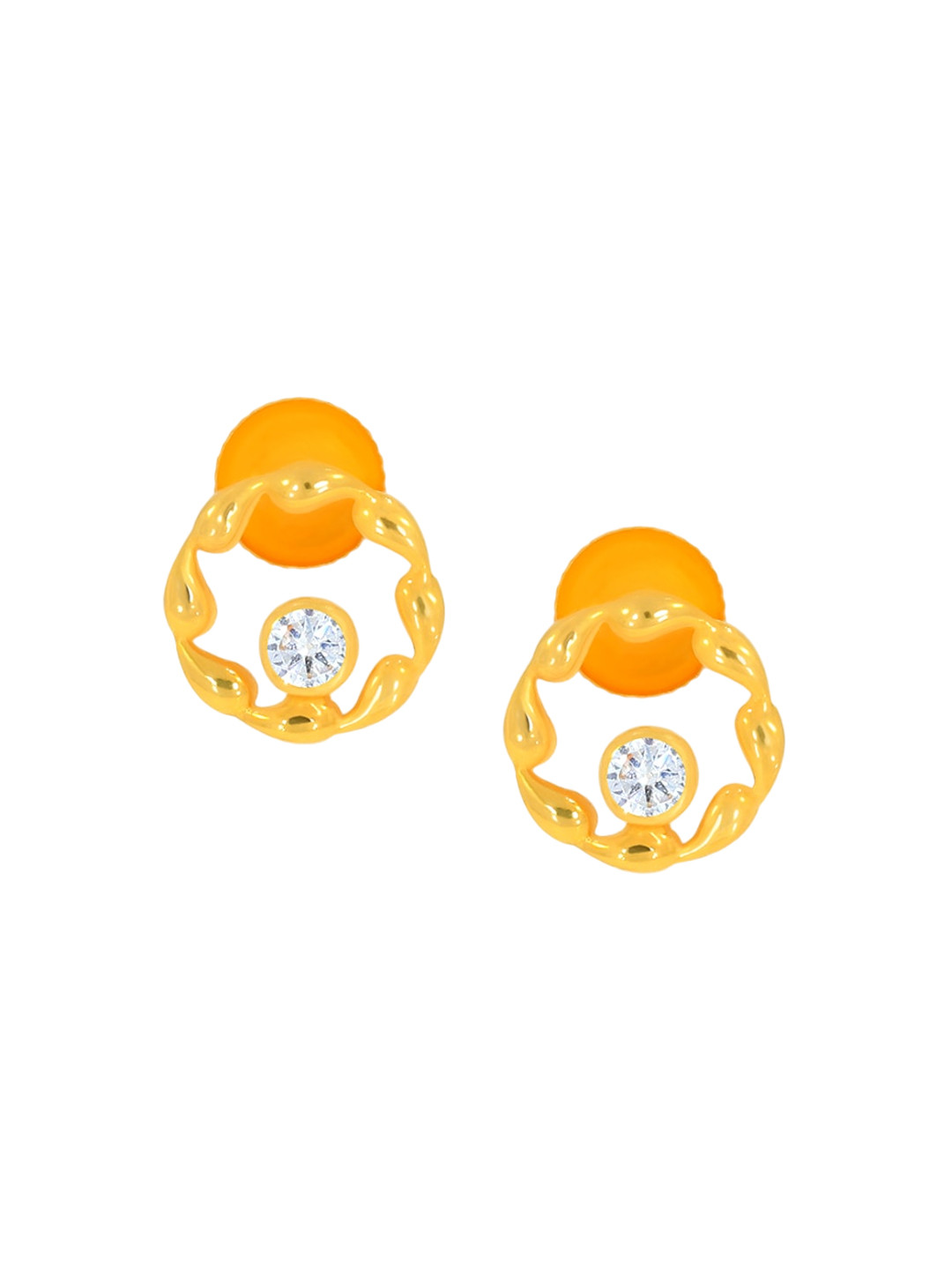 BHIMA 22K BIS Hallmark (916) Yellow Gold Single Sparkle Stud Earrings