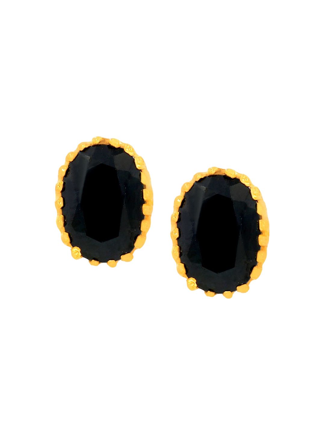 BHIMA 22K BIS Hallmark (916) Yellow Gold Mystic Black Stud Earrings