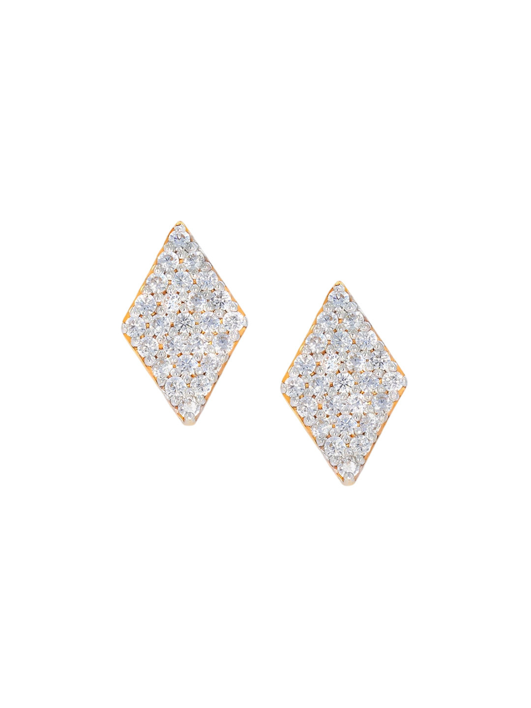 BHIMA 22K BIS Hallmark (916) Yellow Gold Shimmering Diamond Edge Stud Earrings