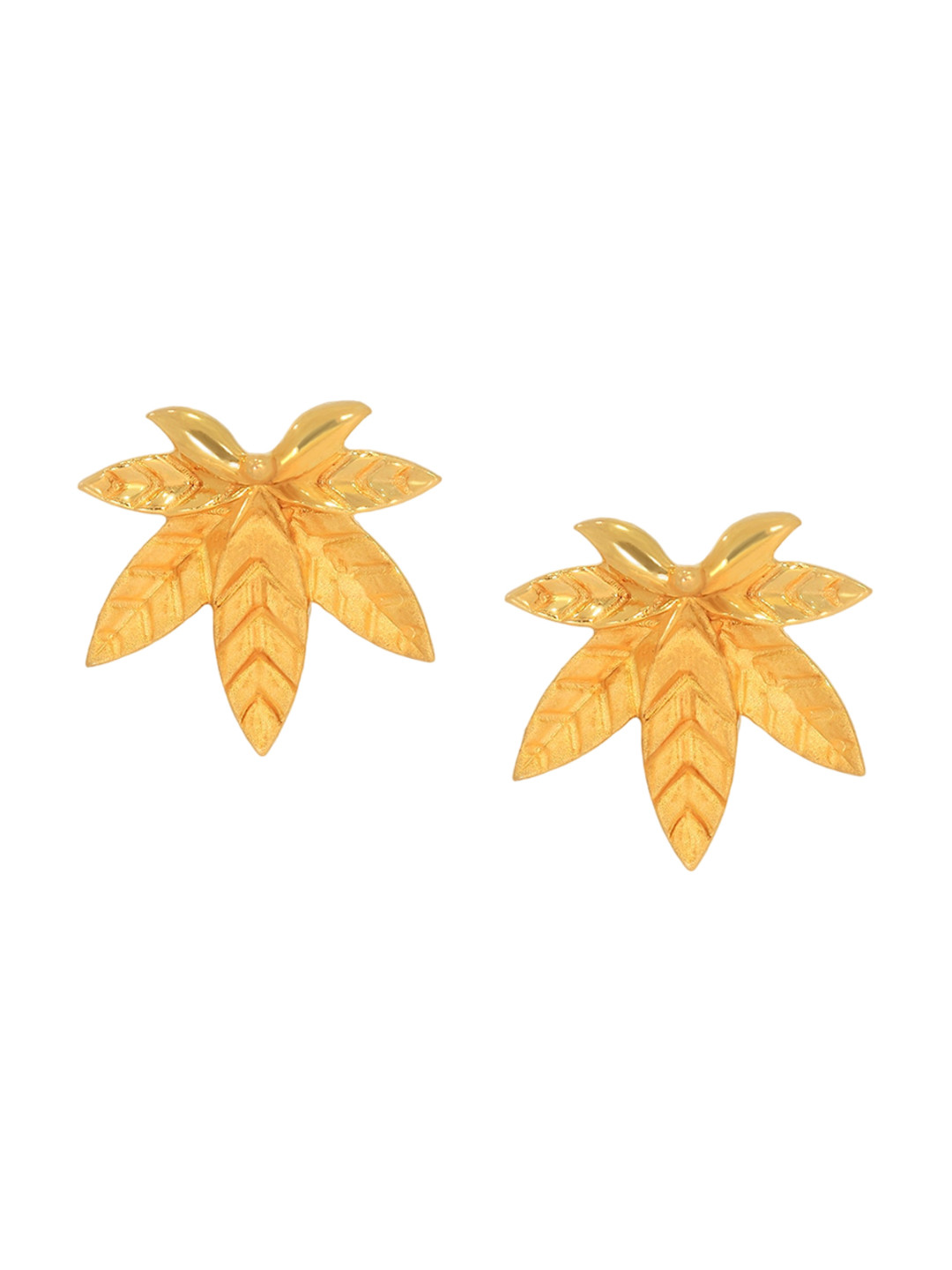 BHIMA 22K BIS Hallmark (916) Yellow Gold Crisp Autumn Stud Earrings