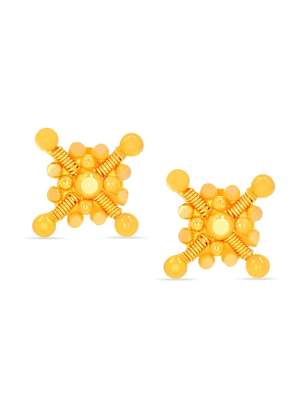 BHIMA 22K BIS Hallmark (916) Yellow Gold Divinecross Moulded Stud Earrings For Kids