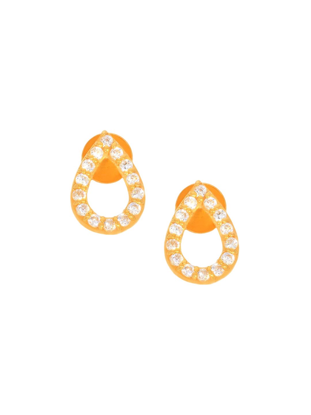 BHIMA 22K BIS Hallmark (916) Yellow Gold Drop Shape Stone Stud Earrings