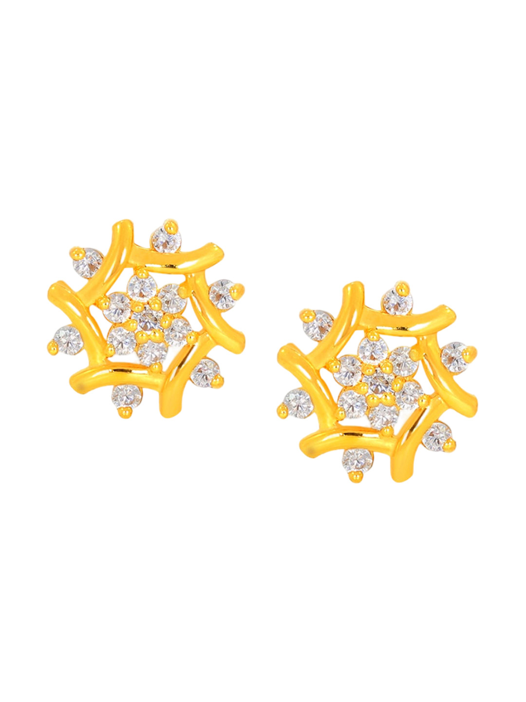 BHIMA 22K BIS Hallmark (916) Yellow Gold Floral Fusion Stud Earrings