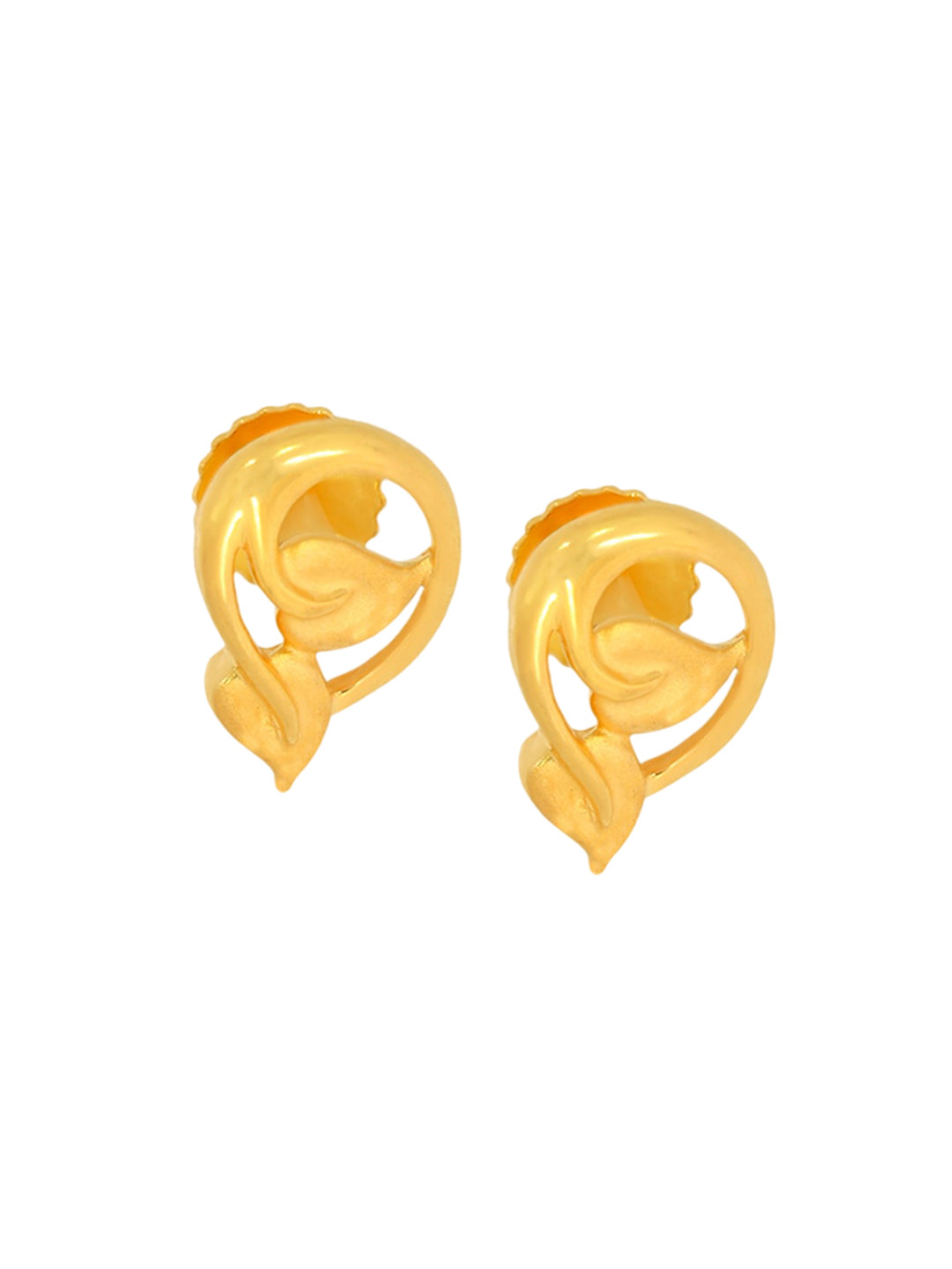 BHIMA 22K BIS Hallmark (916) Yellow Gold Artisan Molded Stud Earrings