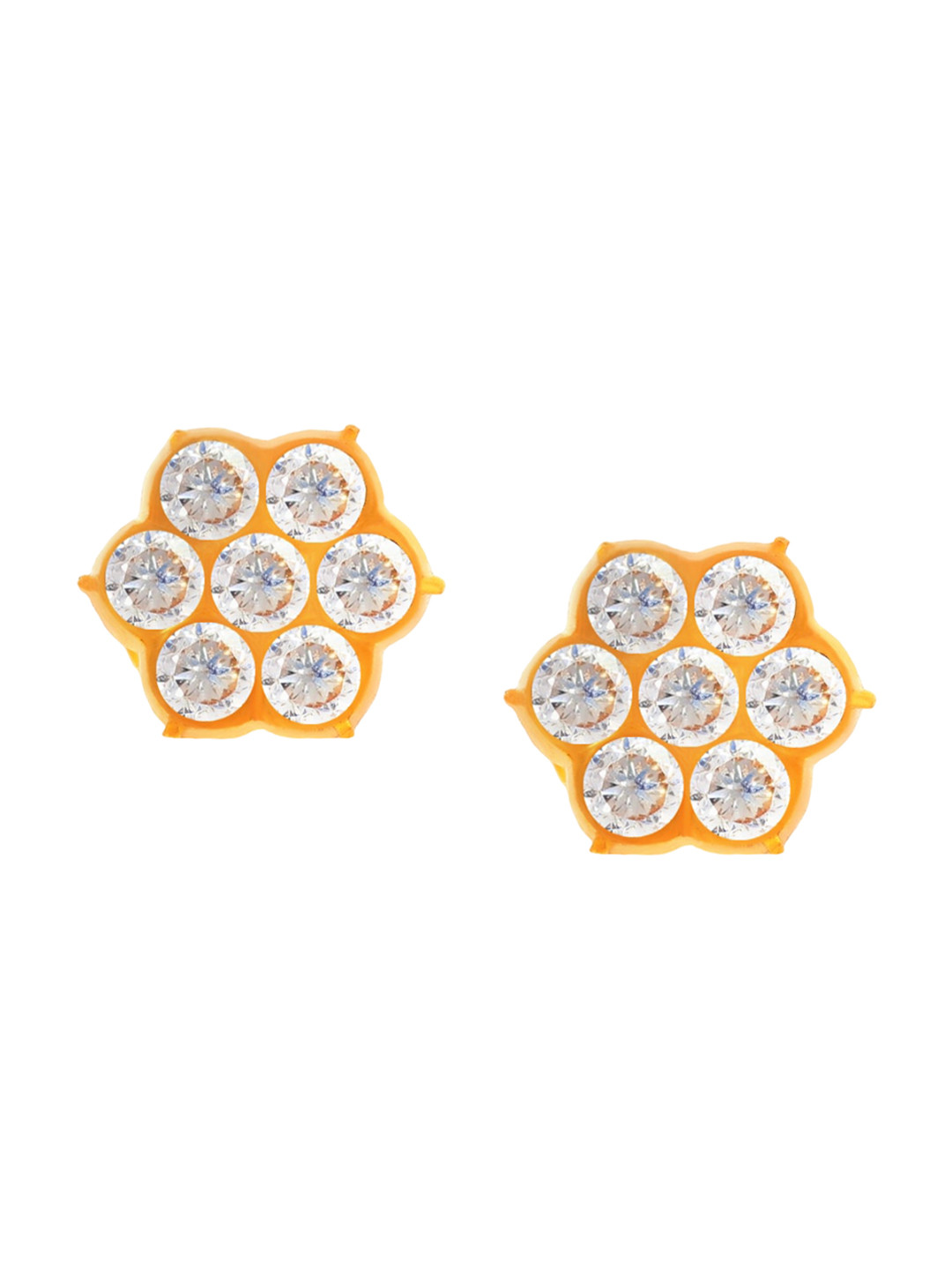 BHIMA 22K BIS Hallmark (916) Yellow Gold Seven Stone Blossom Stud Earrings