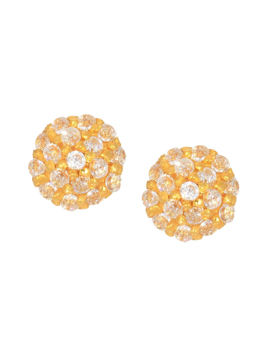 BHIMA 22K BIS Hallmark (916) Yellow Gold Glacial White Stone Stud Earrings