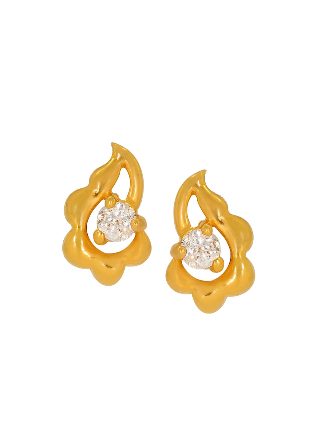 BHIMA 22K BIS Hallmark (916) Yellow Gold Floret Shimmer Stud Earrings For Kids