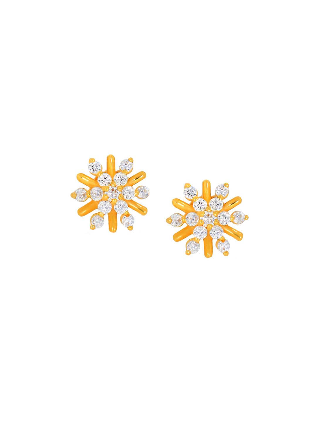 BHIMA 22K BIS Hallmark (916) Yellow Gold Petal & Stone Fusion Stud Earrings
