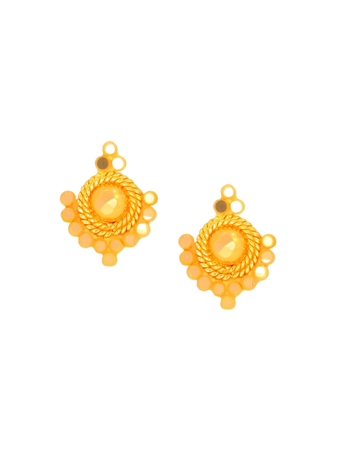 BHIMA 22K BIS Hallmark (916) Yellow Gold Gleamsphere Moulded Studded Earrings For Kids