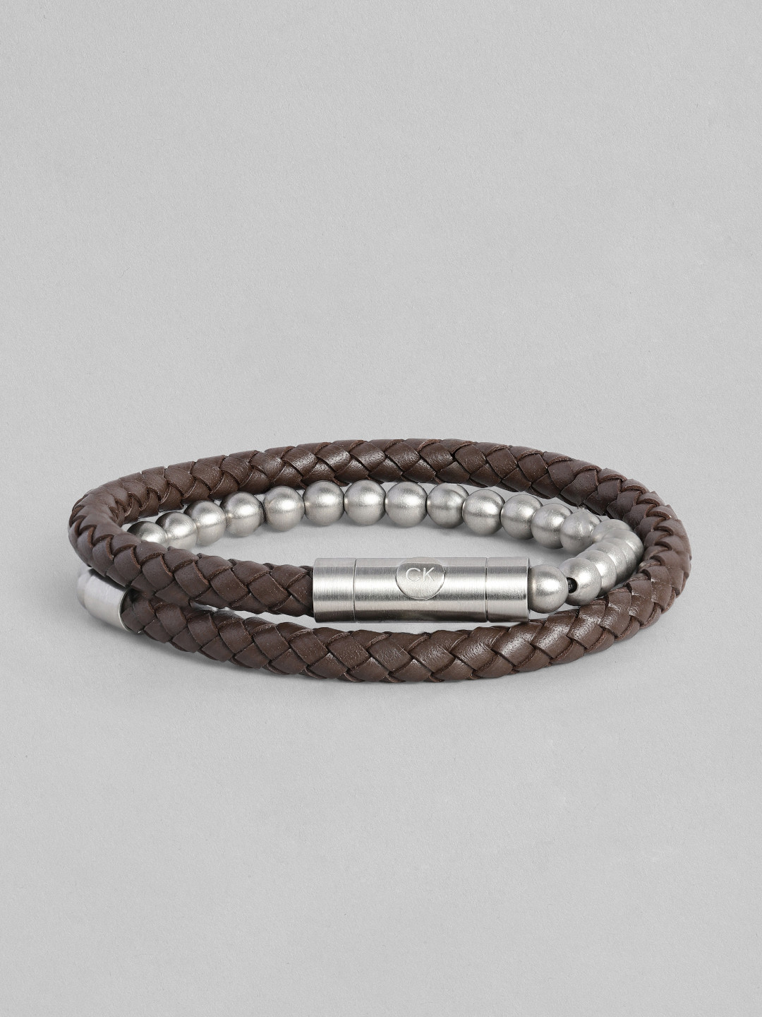 Calvin Klein Men Leather Wraparound Bracelet