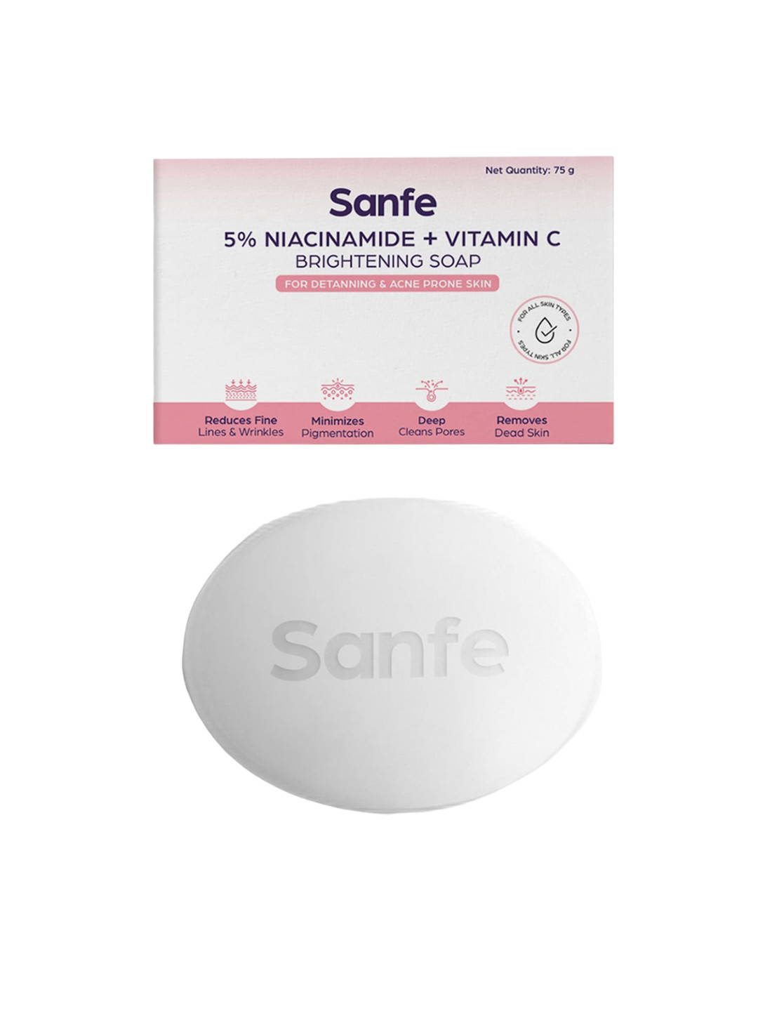 Sanfe 5% Niacinamide & Vitamin C Brightening Detanning-Soap 75gm