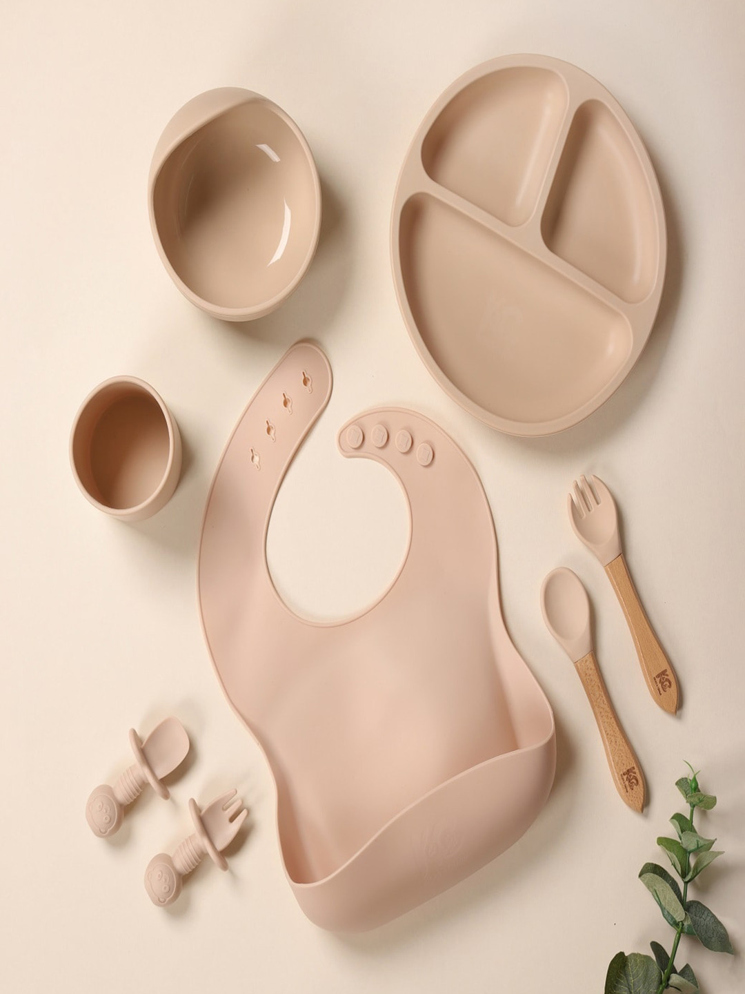 KICKS & CRAWL Kids 8 Pcs Silicone Baby Utensils Set