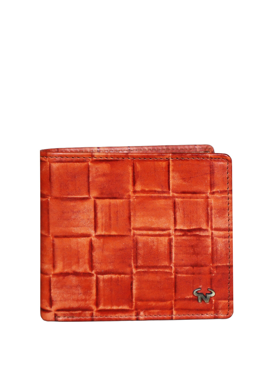 CALFNERO Checked Leather RFID Two Fold Wallet