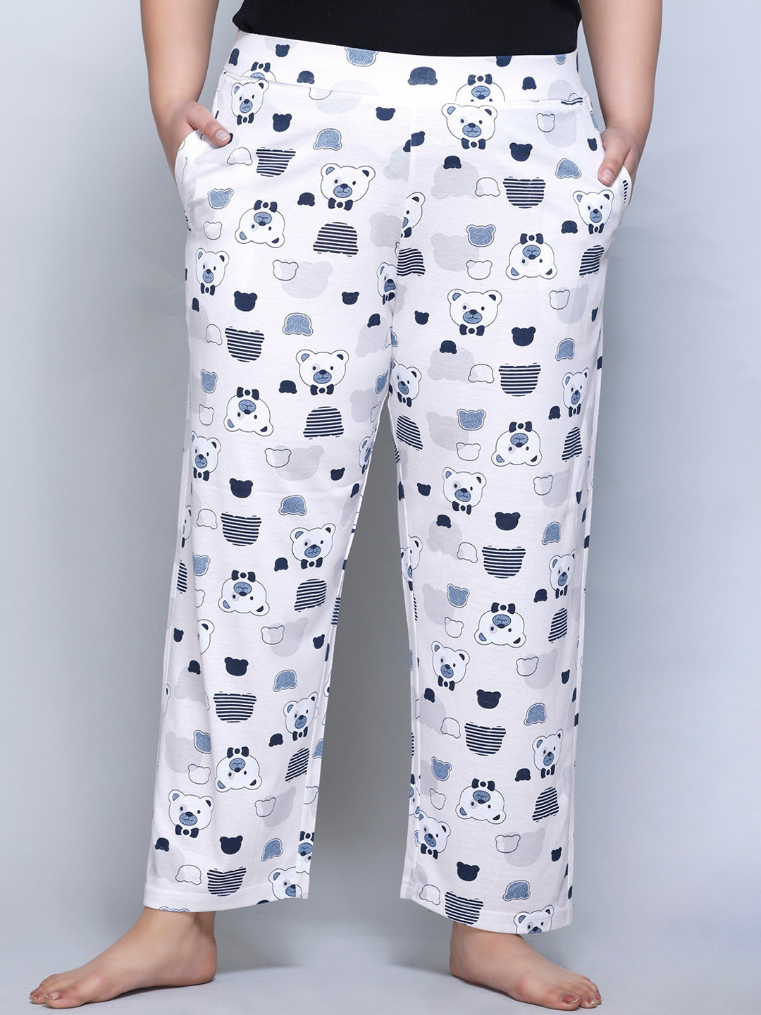 IN Love Women Plus Size Printed Mid-Rise Cotton Straight Lounge Pant