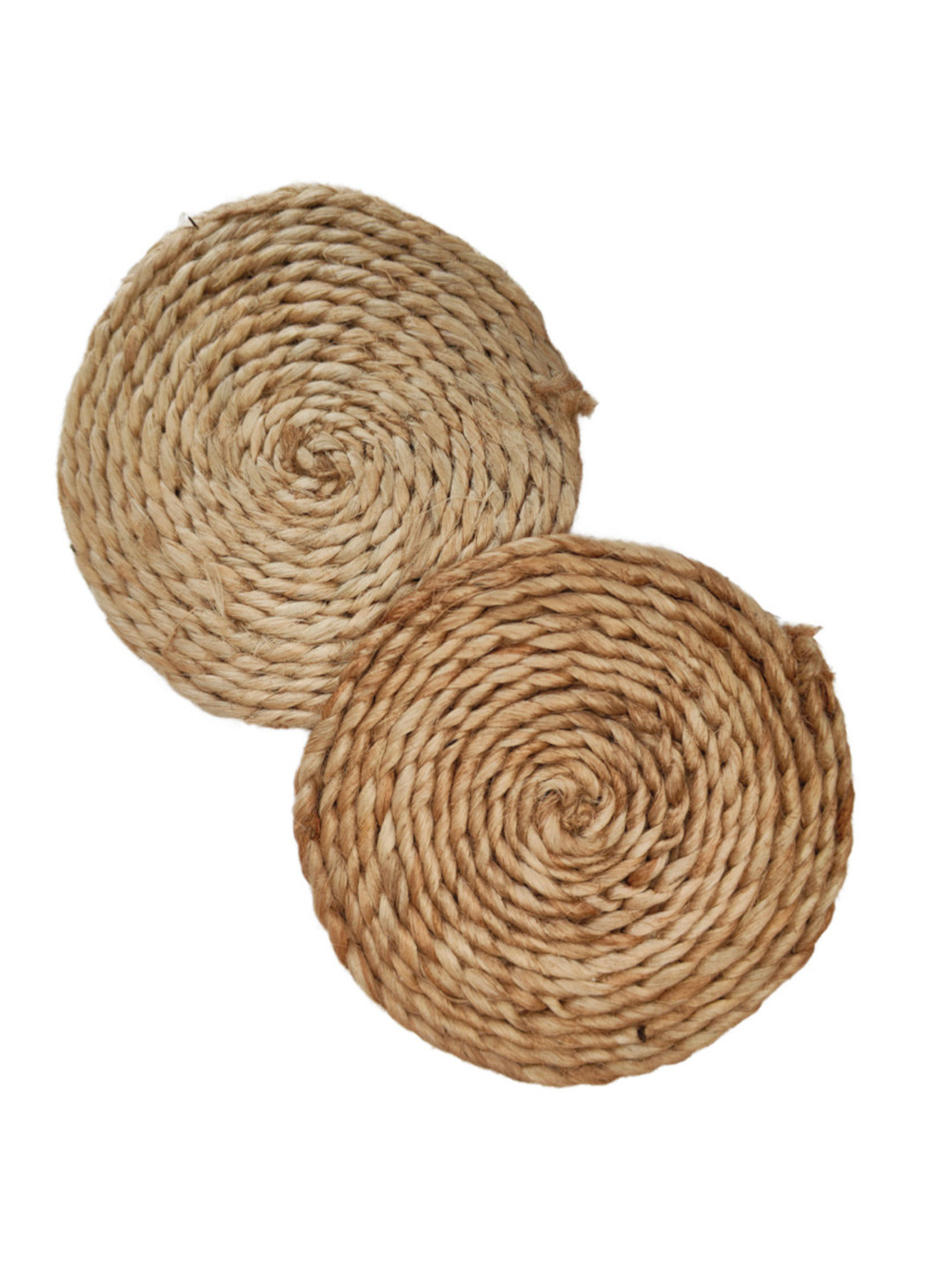 MAATIR DESIGNS Beige 4 pieces Self-designed Round Jute Coasters