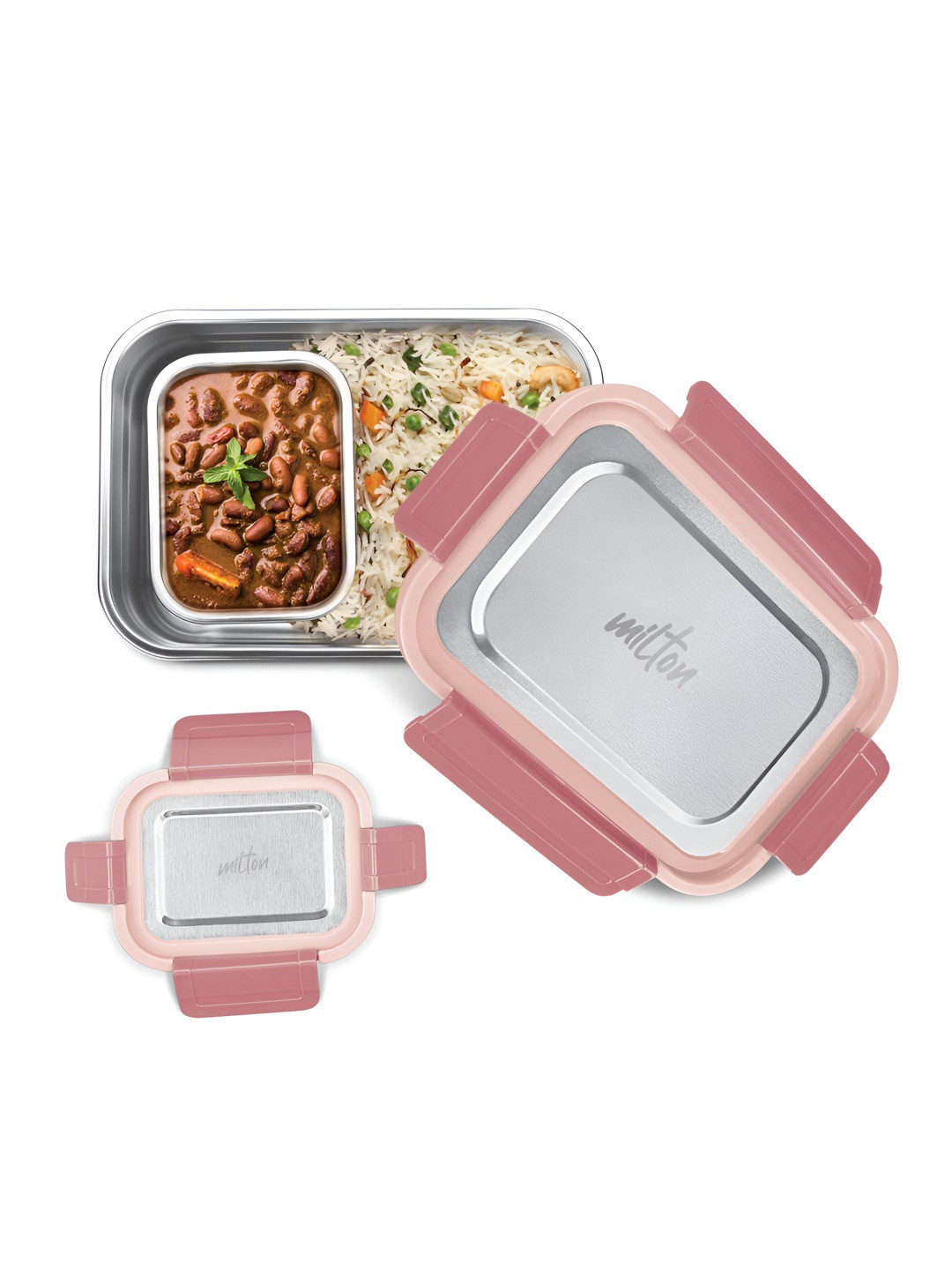 Milton Home Meal Jr. Stainless Steel Refrigerator Safe 2PCs Lunch Box With Spoon and Fork