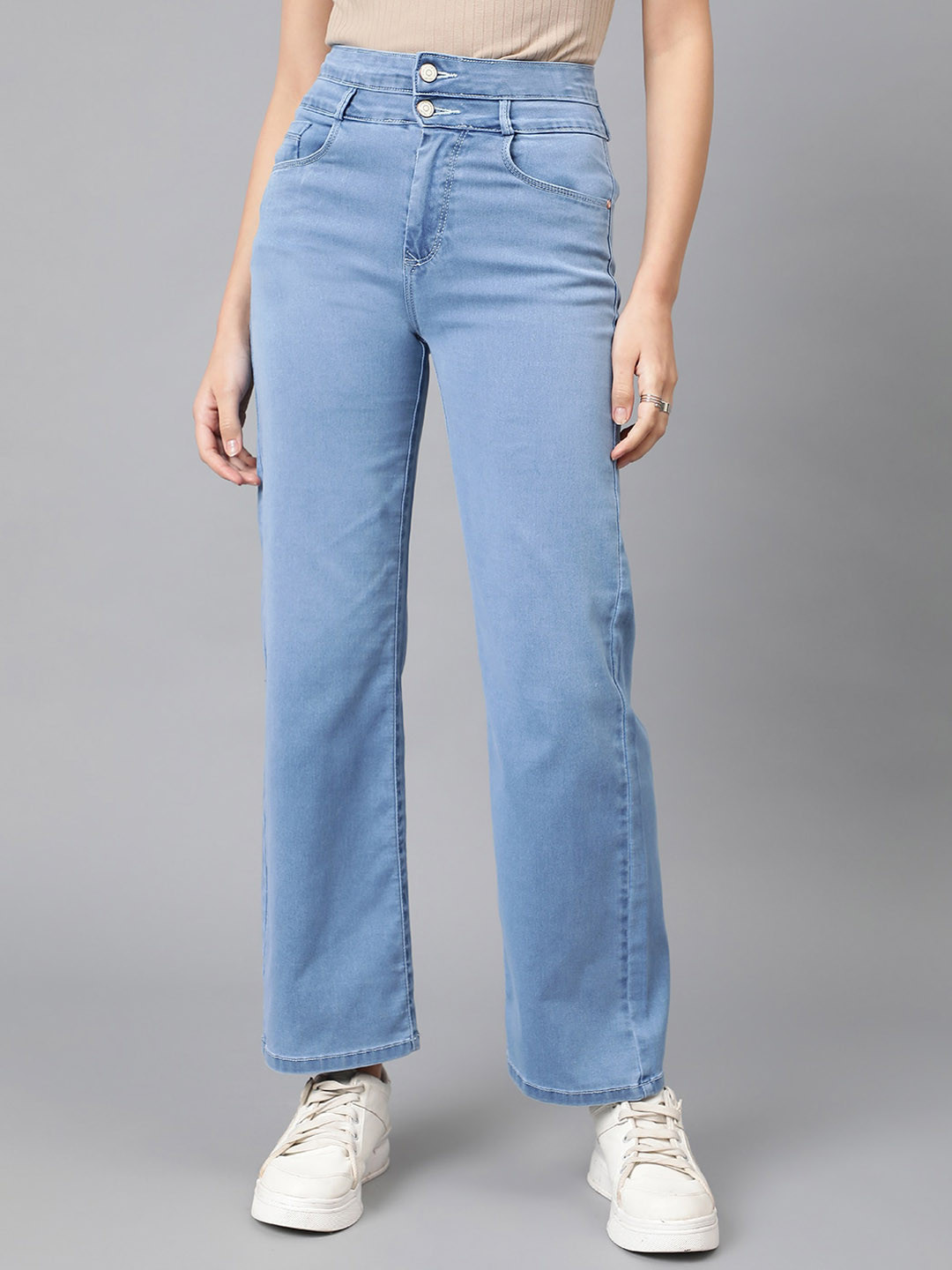 Code 61 Women Wide Leg High-Rise Stretchable Jeans