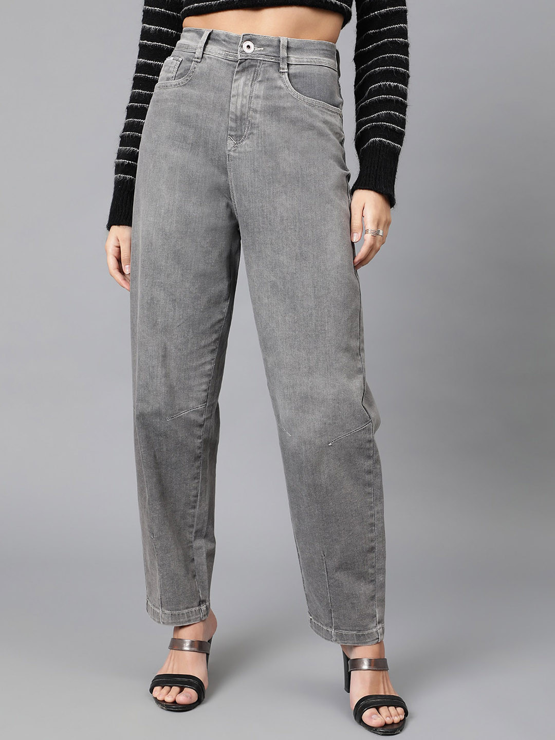 Code 61 Women High-Rise Stretchable Clean Look Stretchable Jeans - Slouchy Fit