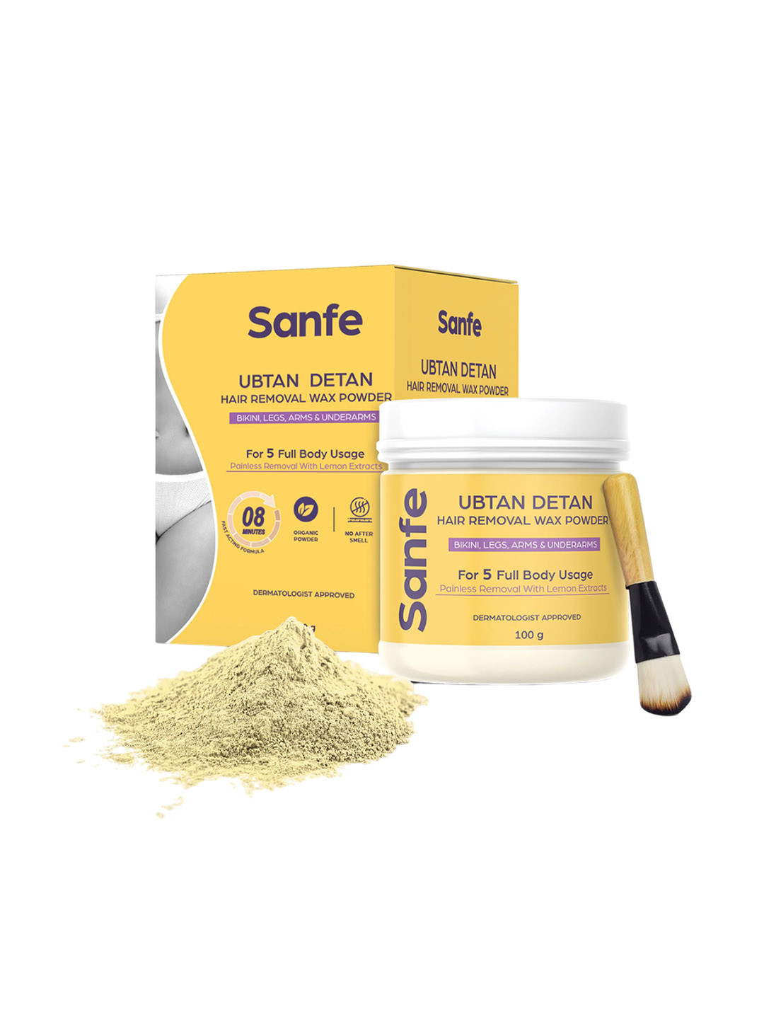 Sanfe Ubtan De-Tan Hair Removal Wax Powder With Lemon Extracts - 100g
