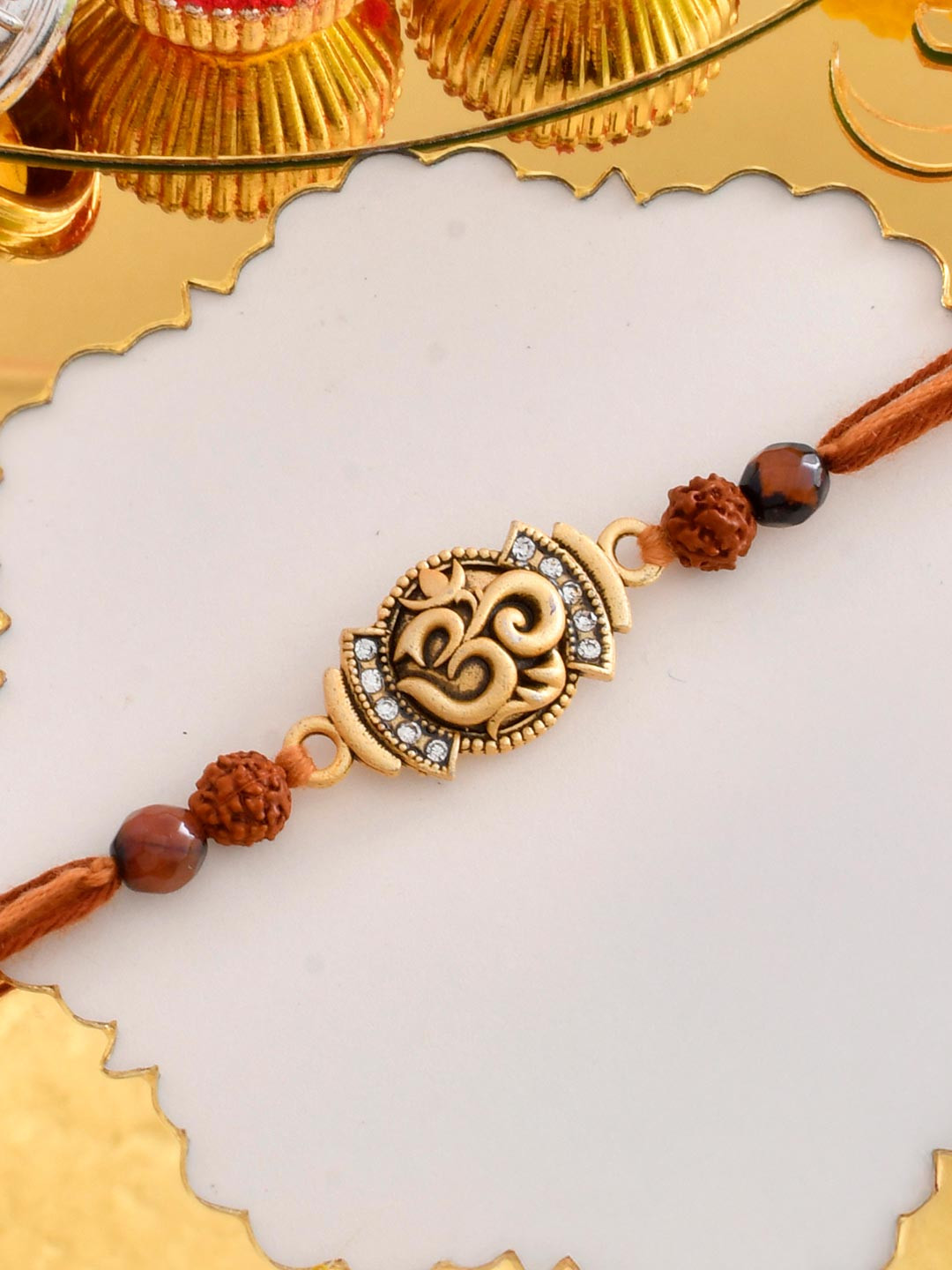 Voylla Om Beaded Colourful Thread Rakhi