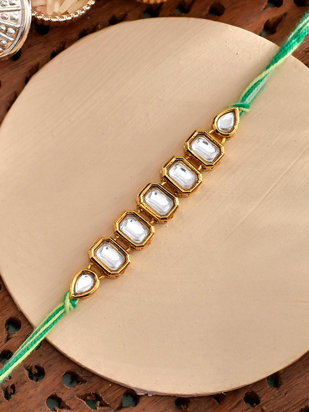 Voylla Motif Faux Kundan Thread Rakhi