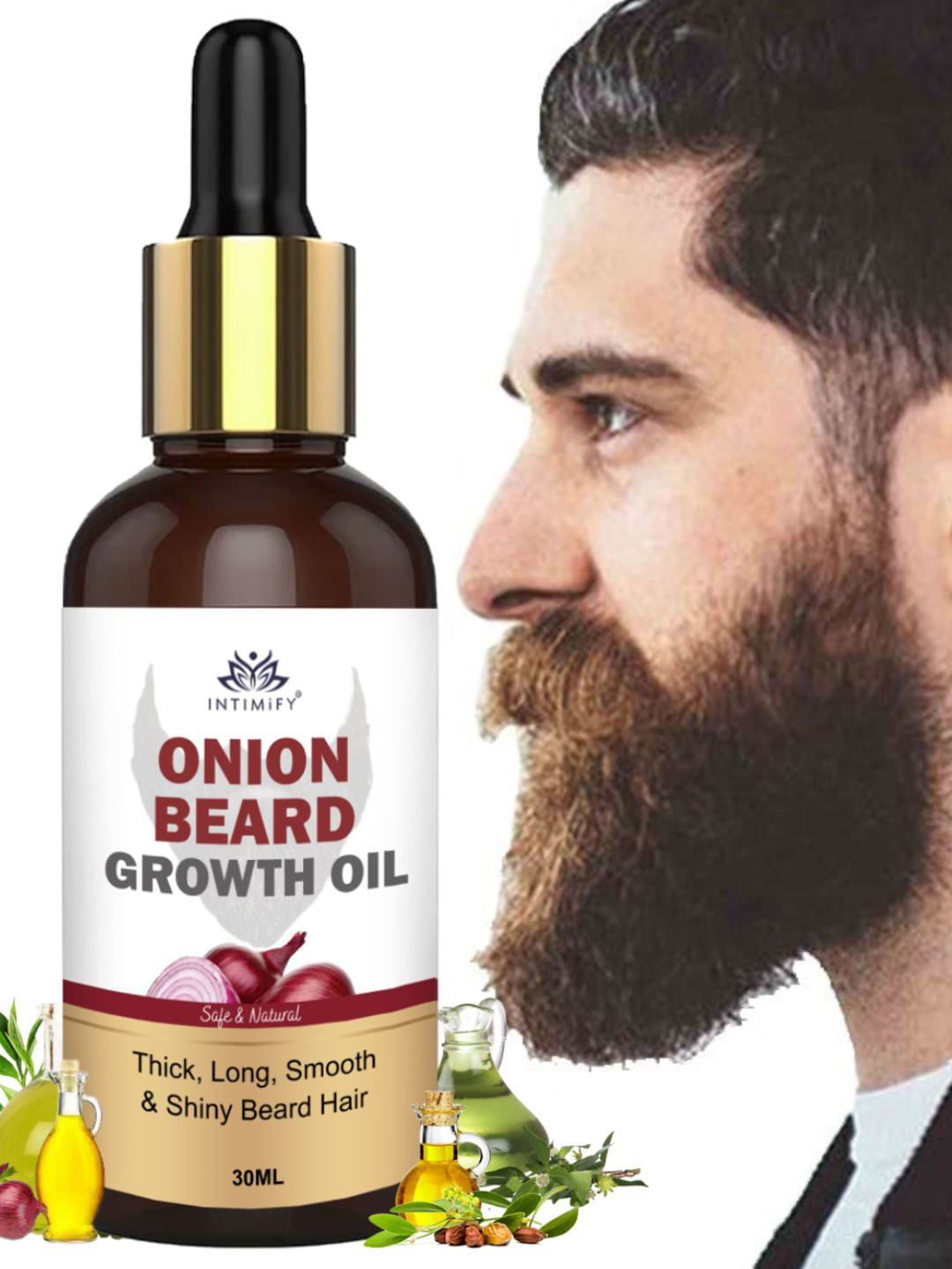 INTIMIFY Onion Beard Growth Oil With Jojoba & Tea Tree Oil - 30ml