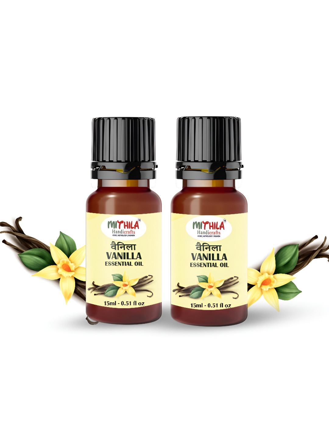 MITHILA Handicrafts 2-Pcs Yellow Vanilla Essential Oil Skin