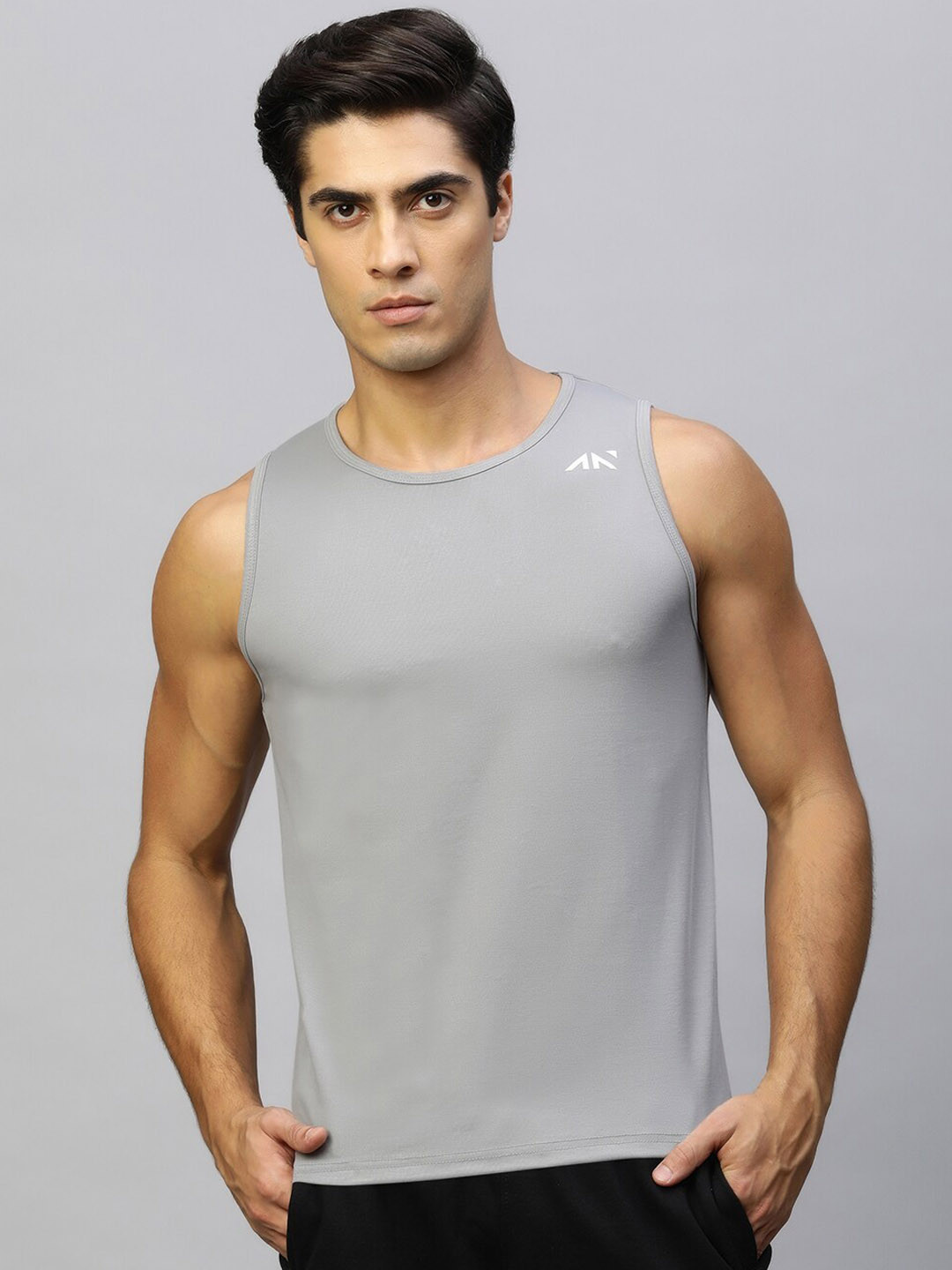 AESTHETIC NATION Ribbed Sleeveless Tank Innerwear Vest HYRB-VST-GRY