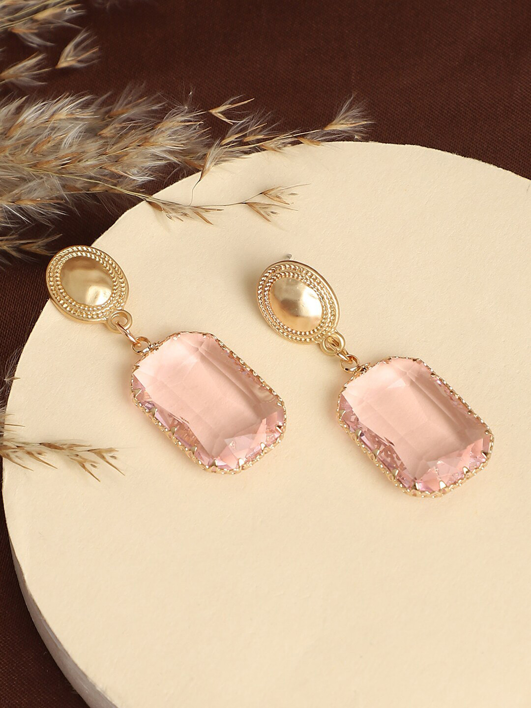 SOHI Gold-Plated Artificial Stones Earrings