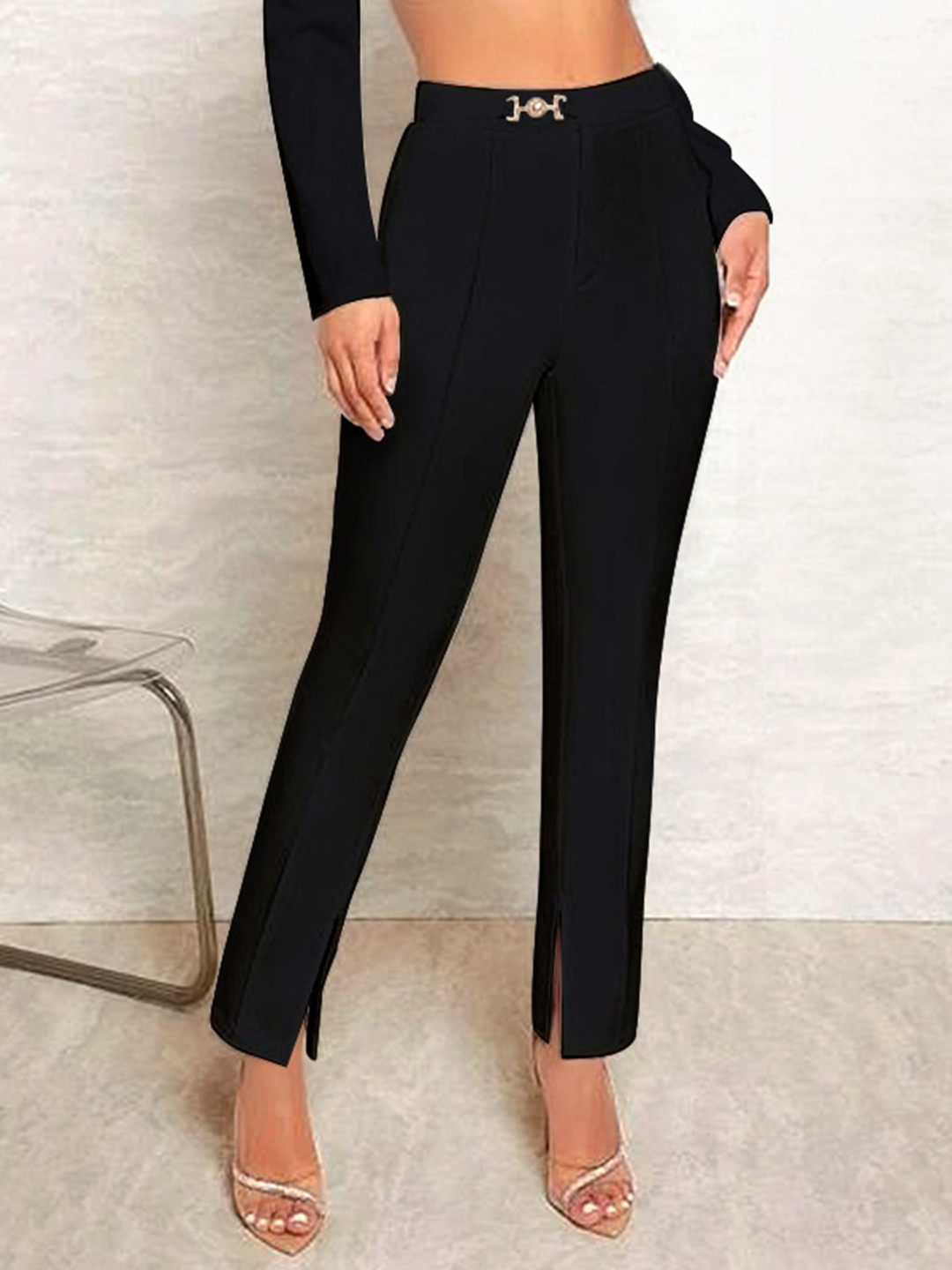 Stylecast X Slyck Women Mid-Rise Comfort Wrinkle Free Regular Fit Trousers