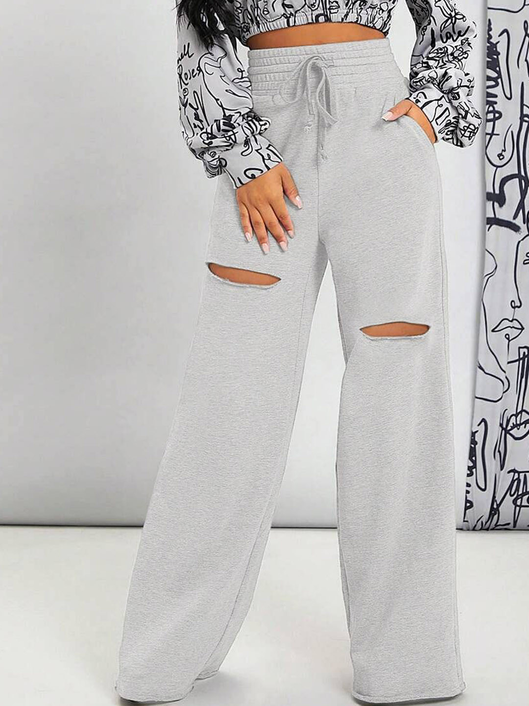 Stylecast X Slyck Women Comfort Wrinkle Free Cut-Out Detail Pure Cotton Regular Track Pant