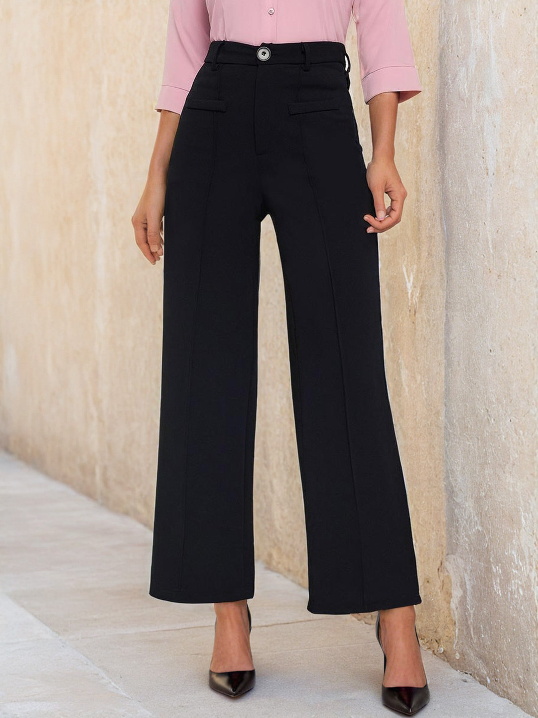 Stylecast X Slyck Women Comfort Wrinkle Free Parallel Regular Fit Trousers