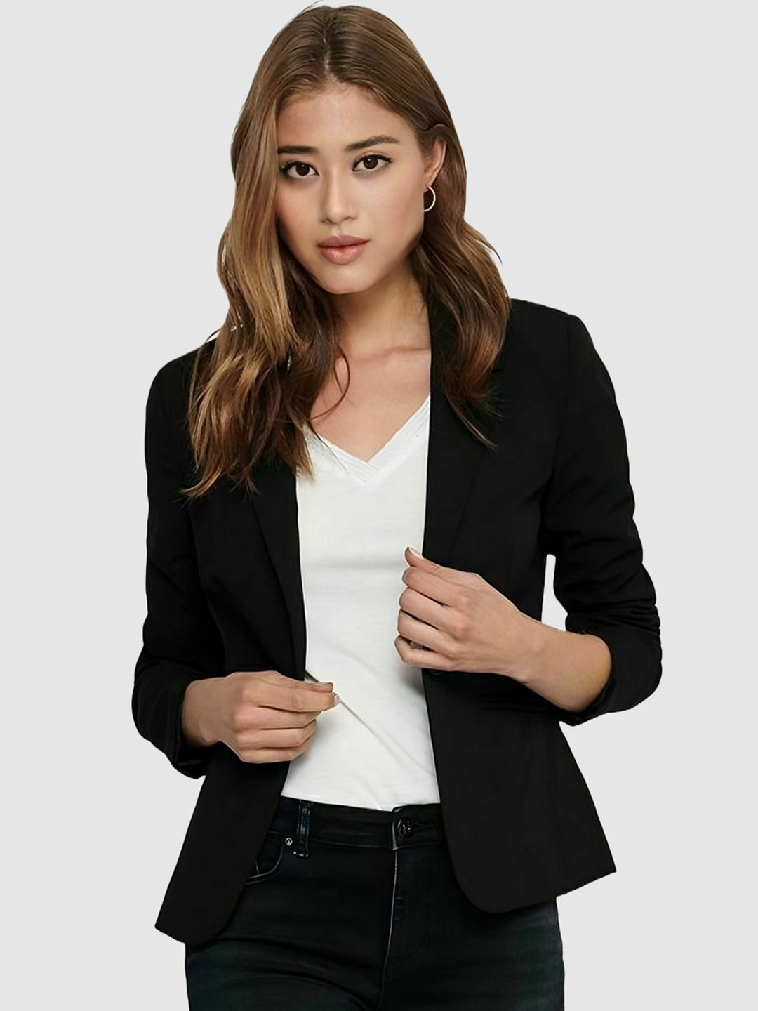 BAESD Notched Lapel Long Sleeves Single-Breasted Blazers