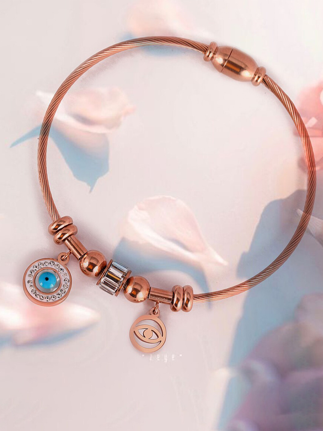 MEENAZ Rose Gold-Plated American Diamond Kada Bracelet