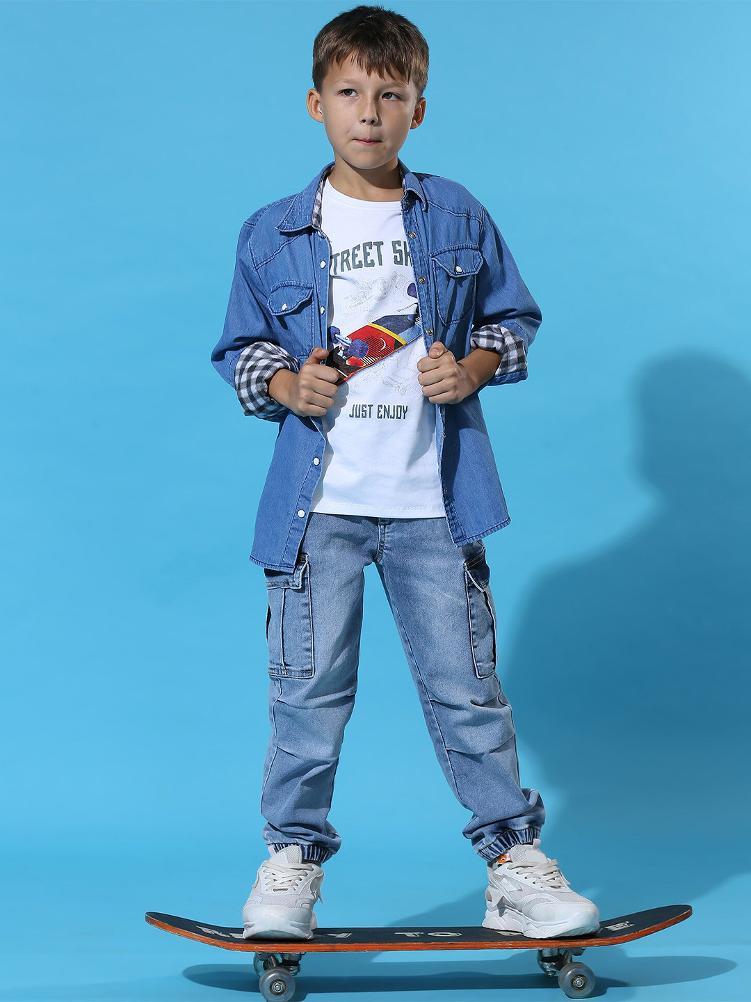 My Milestones Boys Shirt Collar Long Sleeves Oversized Casual Shirt