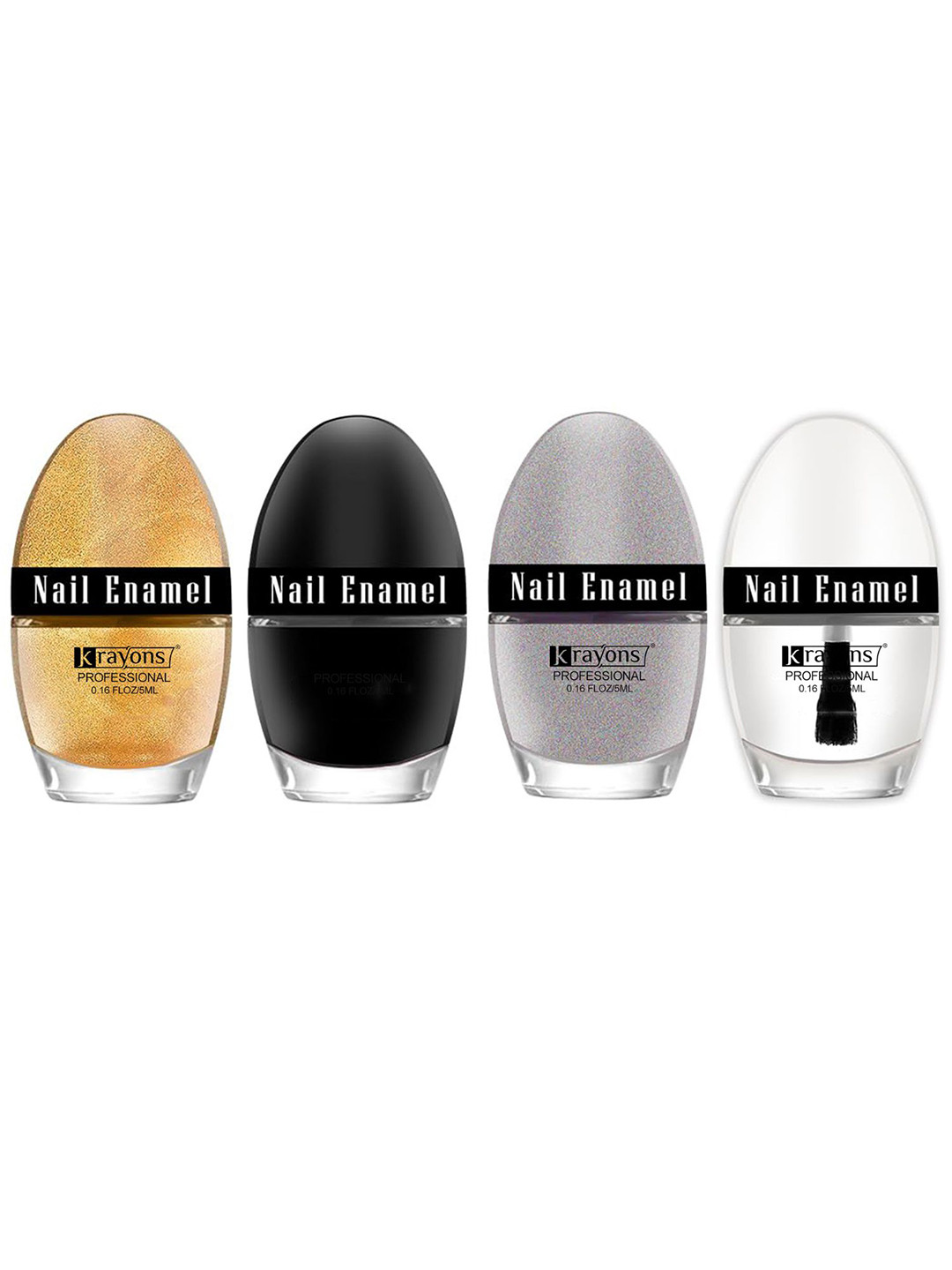 krayons Professional Set Of 4 High Shine Quick Dry Glossy Nail Paints - 5ml Each